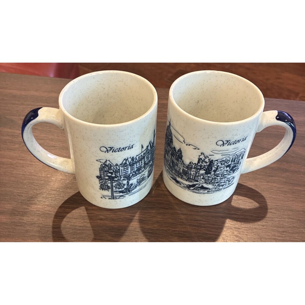 Vintage 1980s Victoria BC Canada Souvenir Coffee Mugs Pair Made in Japan